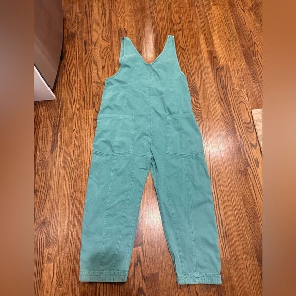Free People High Roller Denim Jumpsuit in Turquoise NWOT - Picture 4 of 5